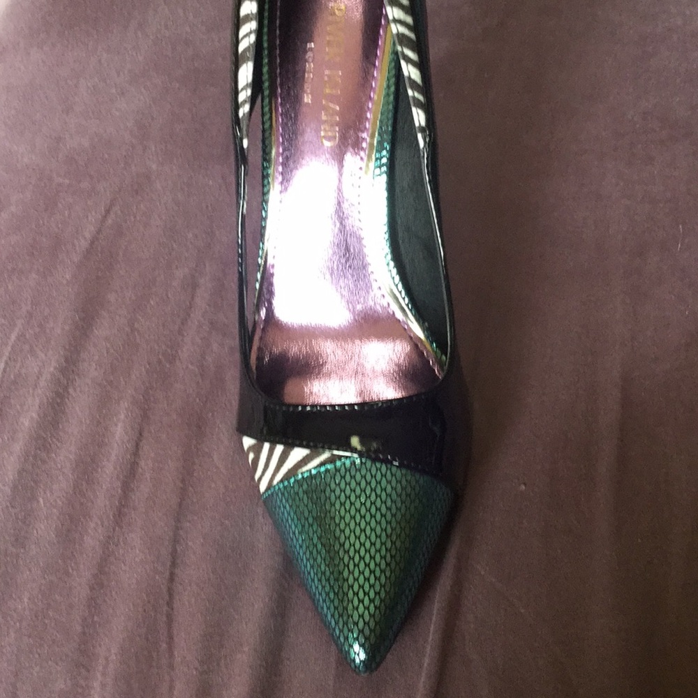 NWT River Island zebra metallic colorblock heels - Picture 5 of 8